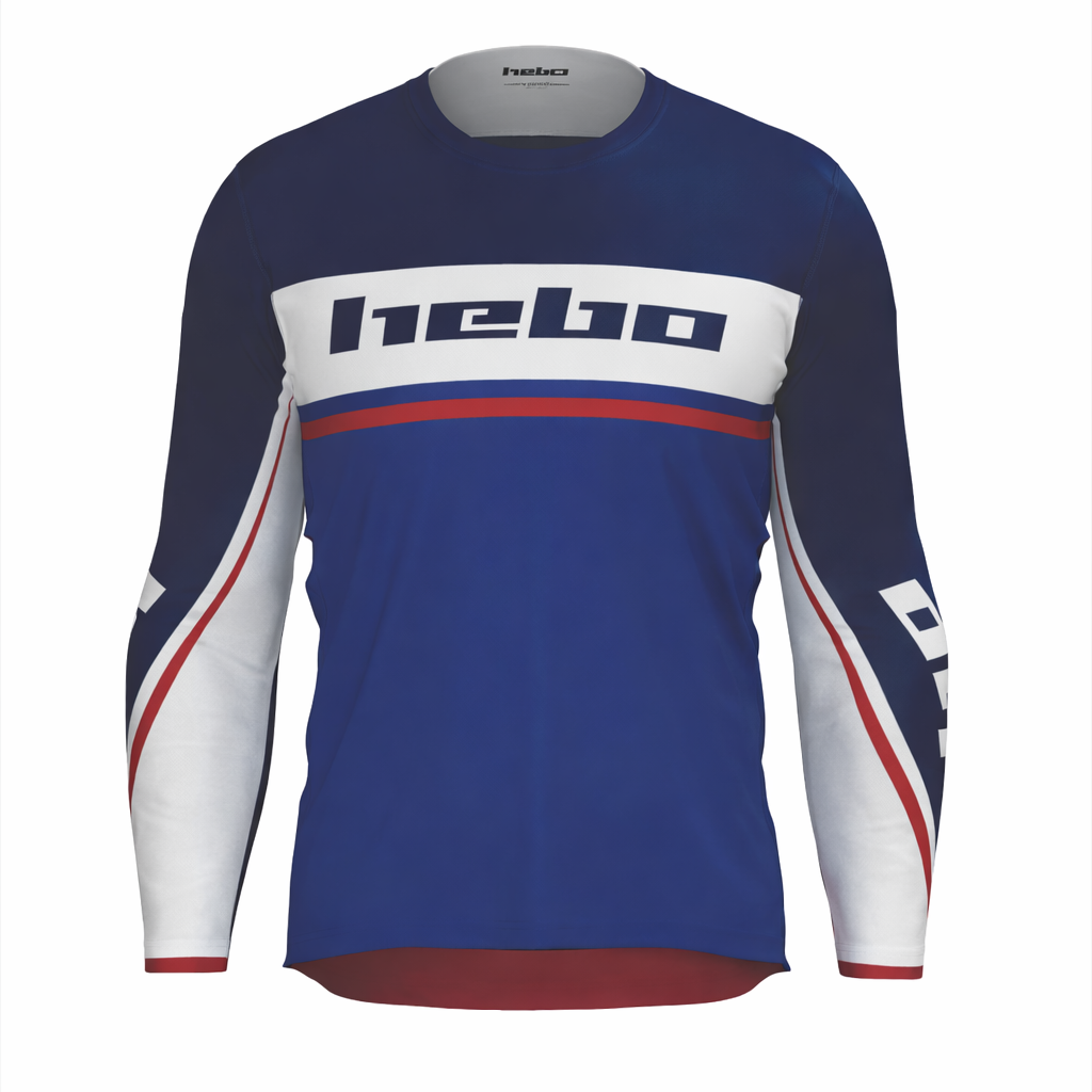 Hebo Motocross Jersey blau weiß rot Vorderseite