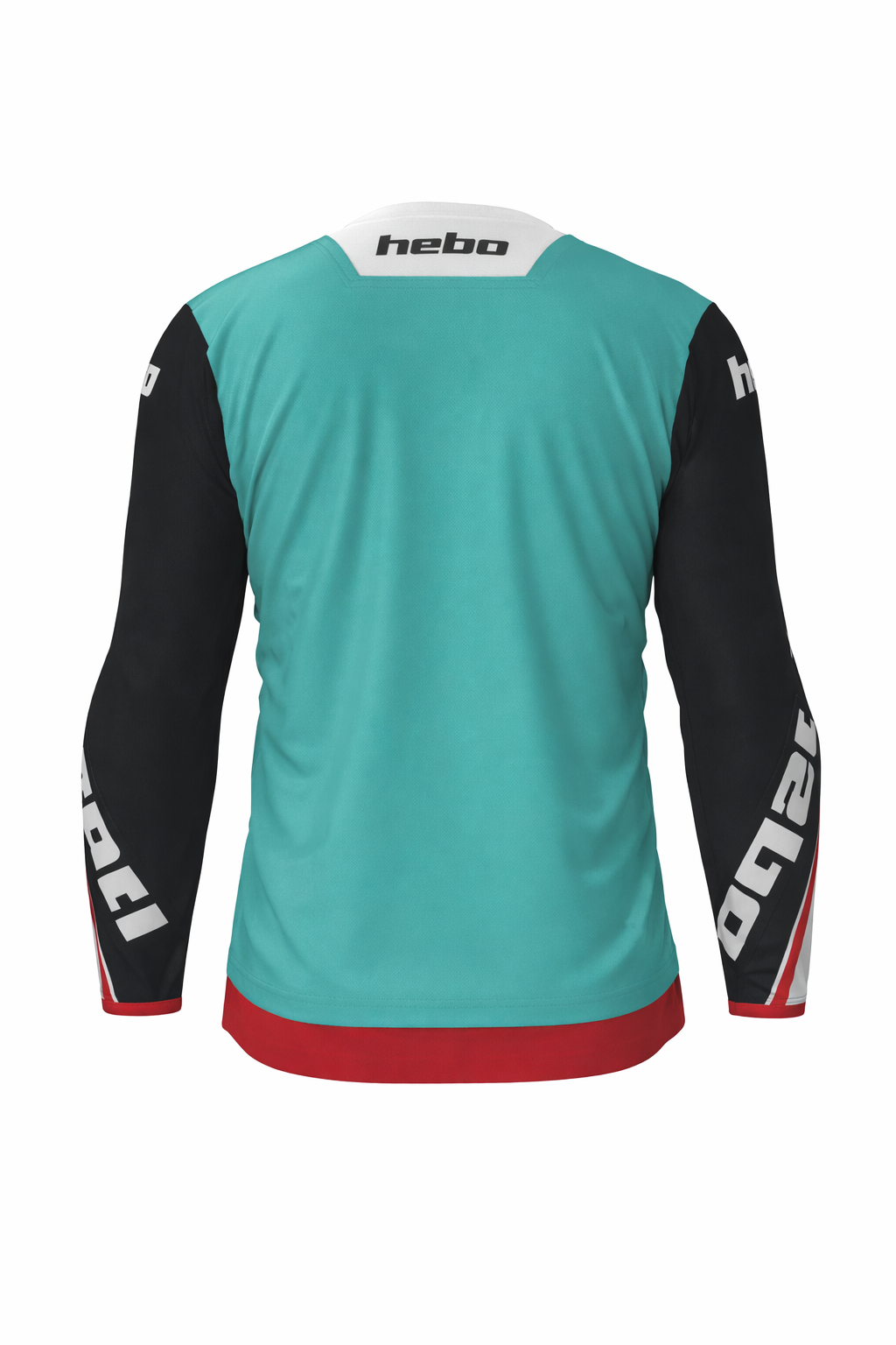 Hebo Motocross Jersey türkis schwarz weiß Rückseite